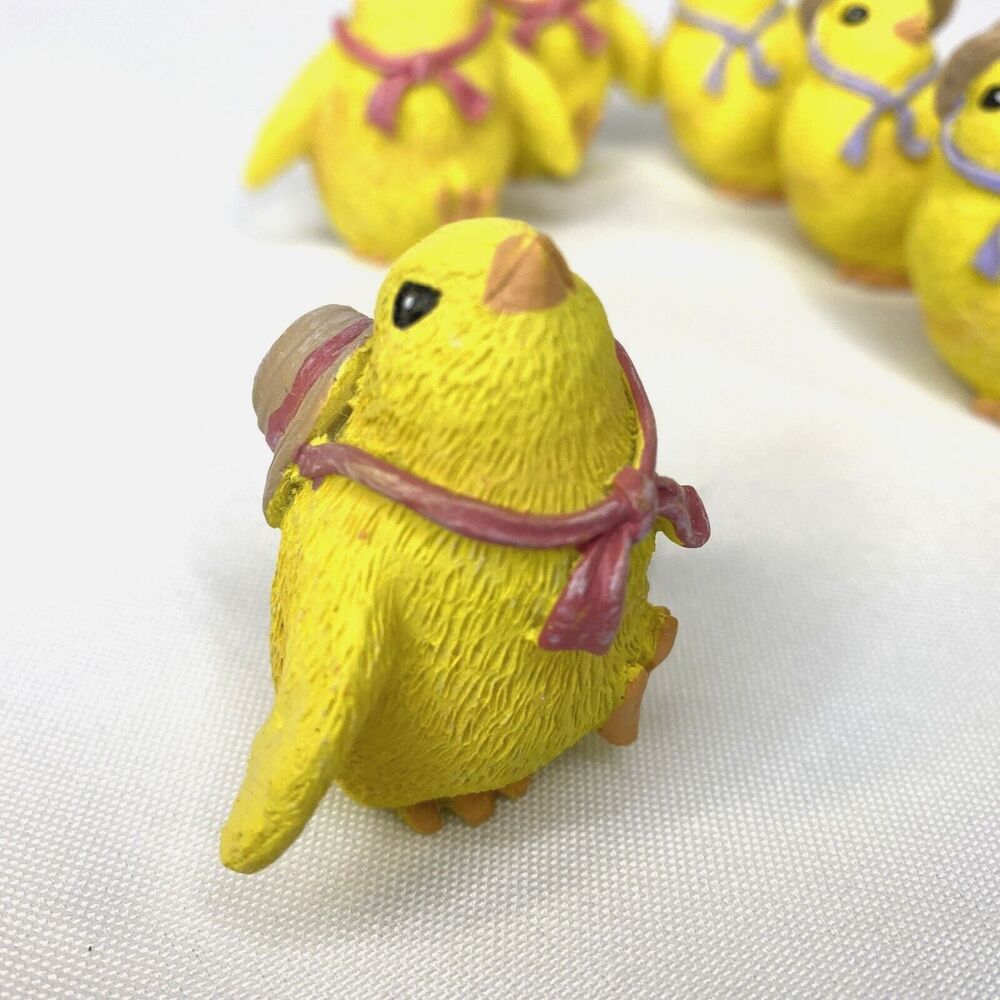 6 Fairy Garden Mini Figurines 2" Ganz Spring Chicks In Hats Easter NEW